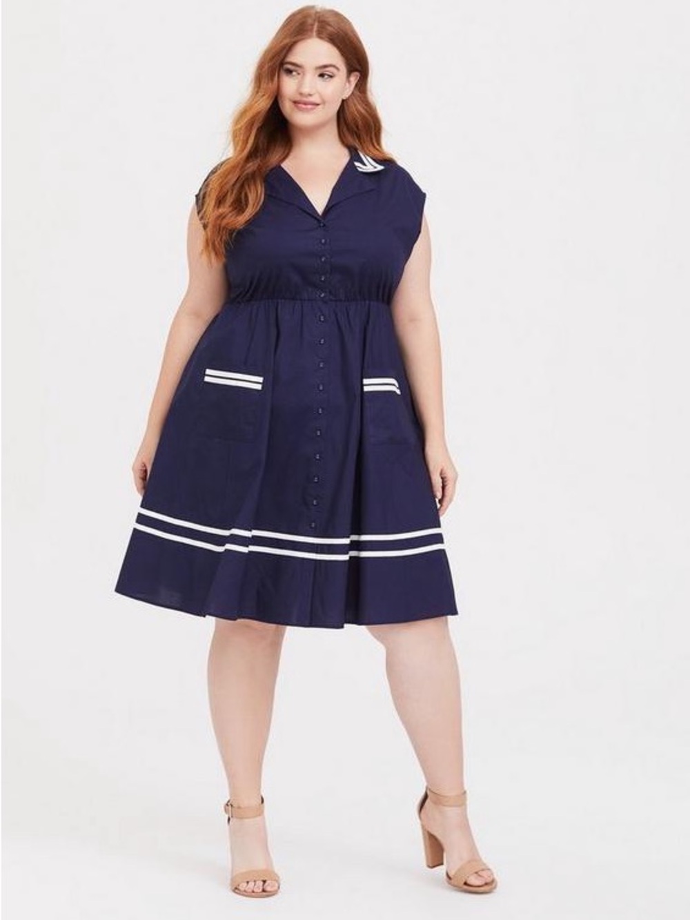 Torrid Retro Chic Blue Button Front Sailor Swing Dress - New! - Size 14/16 (1)